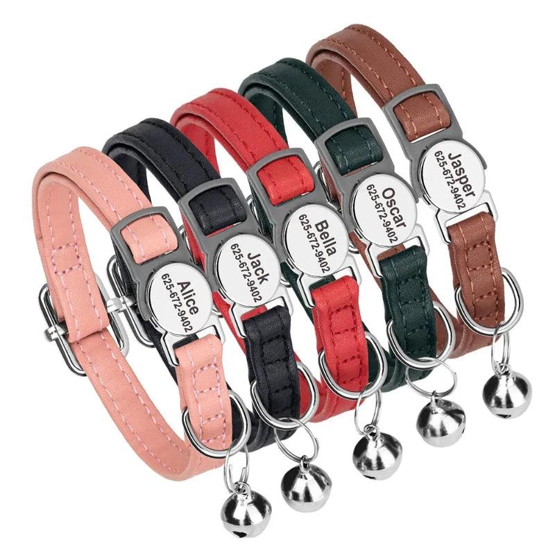 Personalized Leather Cat Collar