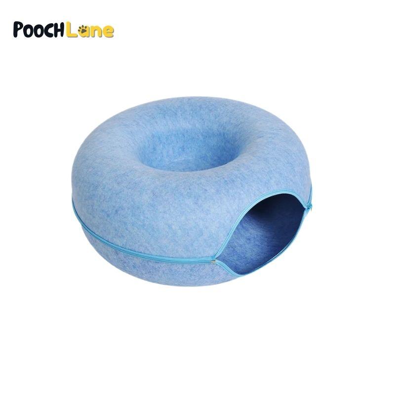 Dual-Layer Cat Cave Bed, Blue