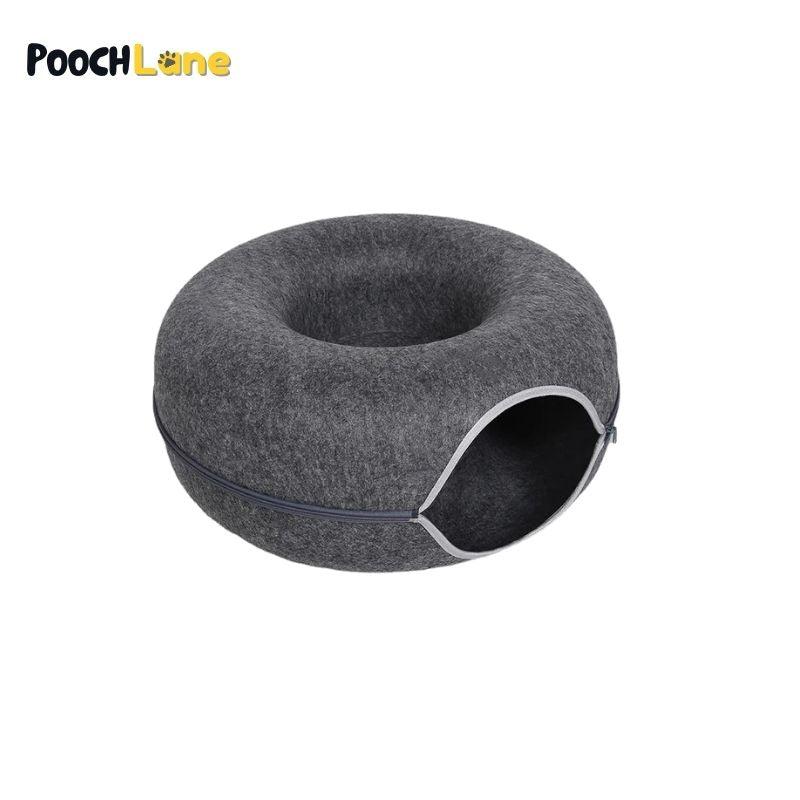 Dual-Layer Cat Cave Bed, Dark Gray