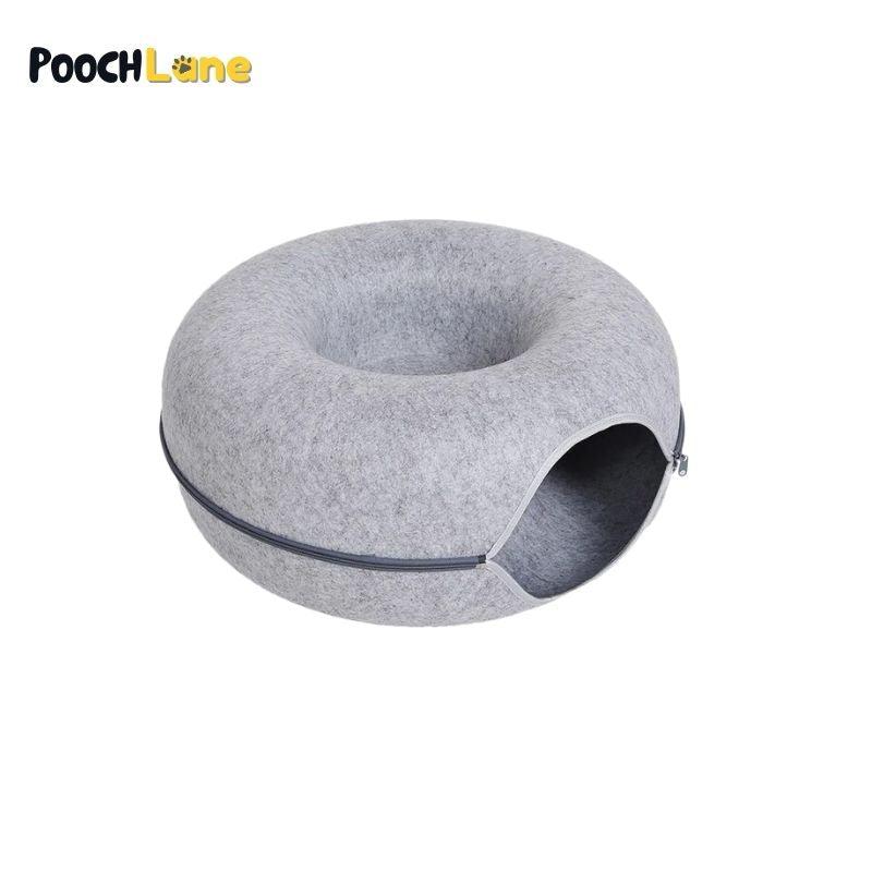 Dual-Layer Cat Cave Bed, Light Gray