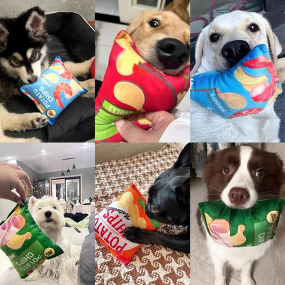 Engage Your Dog with Durable Squeaky Plush Chip-Bag Toys