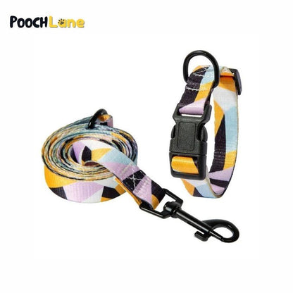 Patterned Dog Collar and Leash Set, Yellow