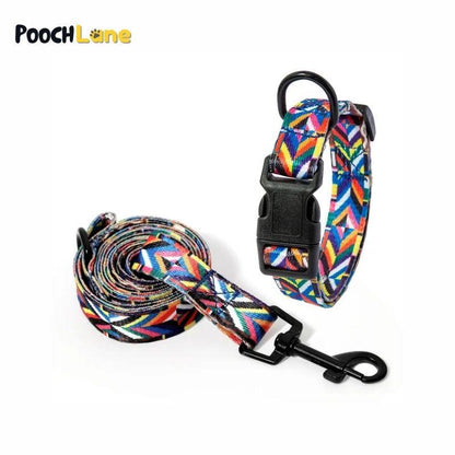 Patterned Dog Collar and Leash Set