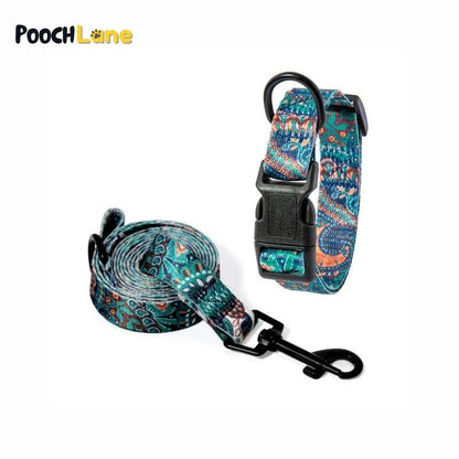 Patterned Dog Collar and Leash Set