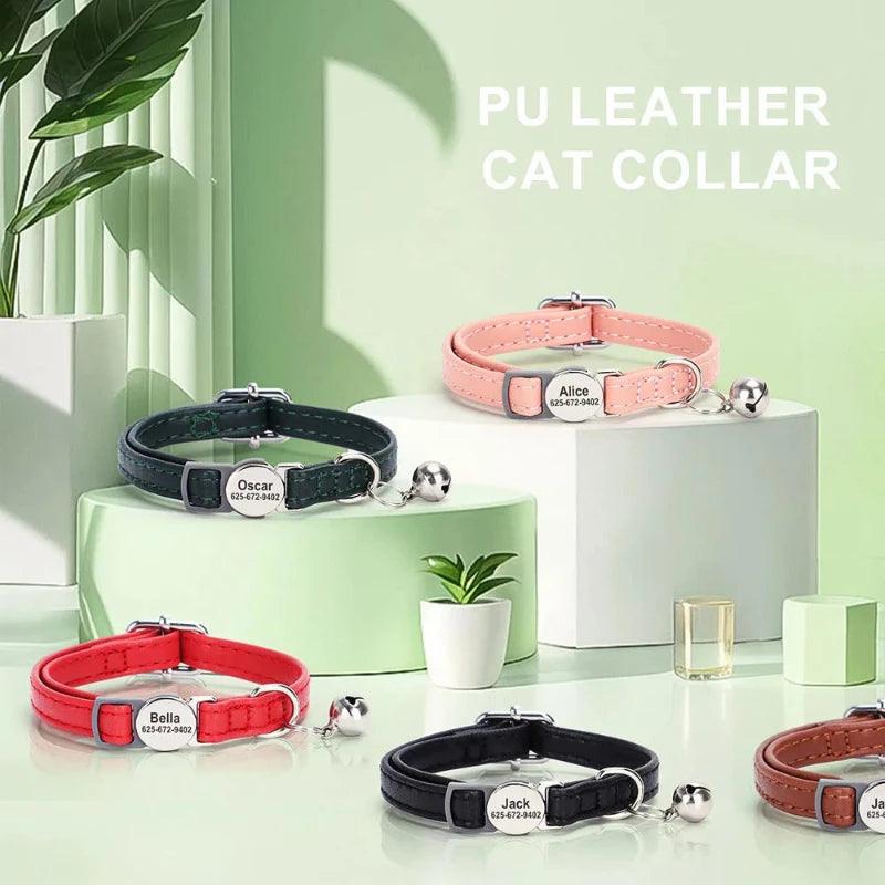 Personalized Leather Cat Collar