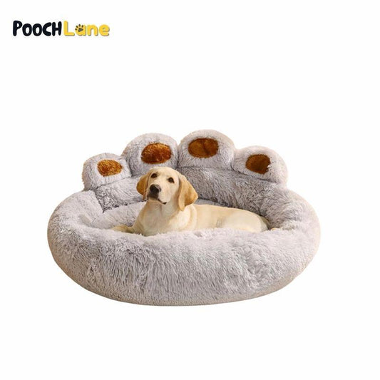 Plush Paw-Shaped Cozy Dog Bed