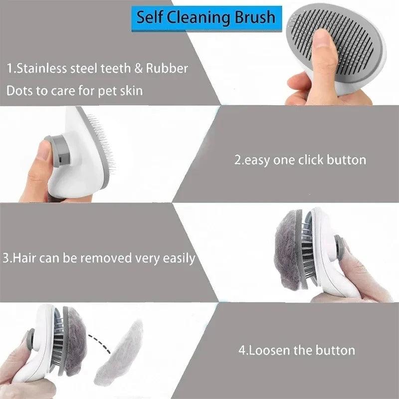 Self-Cleaning Pet Grooming Brush - Easy & Effective Fur Removal

