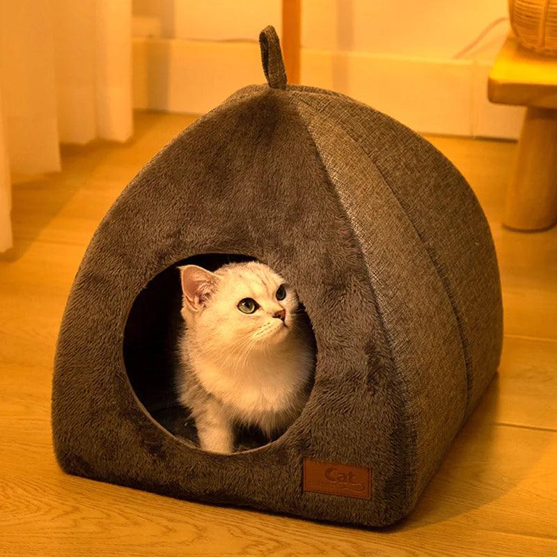 Whisker Retreat Cave, Soft, cozy pet hideaway bed in dome shape with non-slip base